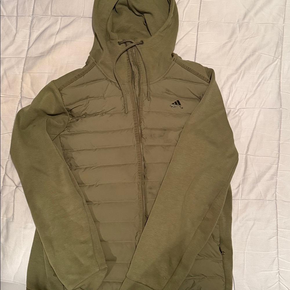 Adidas Khaki Green Puffer Hoodie